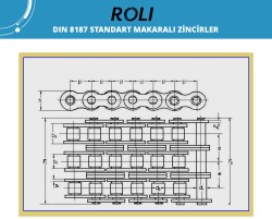 16B3 1x3 Zincir Roli Yerli Üretim Zincir Bir İnç Üç Sıra Zincir DIN 8187 Hatve:25,40mm (Paket:5 metre) - Thumbnail