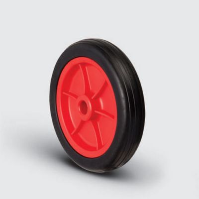 MKR200x40K Burçlu, Kırmızı Plastik Jantlı Kauçuk Kaplı Tekerlek Çap: 200