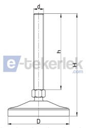 MAMR101615 Mafsallı Metal Ayak Kauçuk Tabanlı Çap:100 M16x150mm Civatalı EMES - Thumbnail