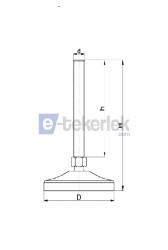 MAMR801615 Mafsallı Metal Ayak Kauçuk Tabanlı Çap:80 M16x150mm Civatalı EMES - Thumbnail